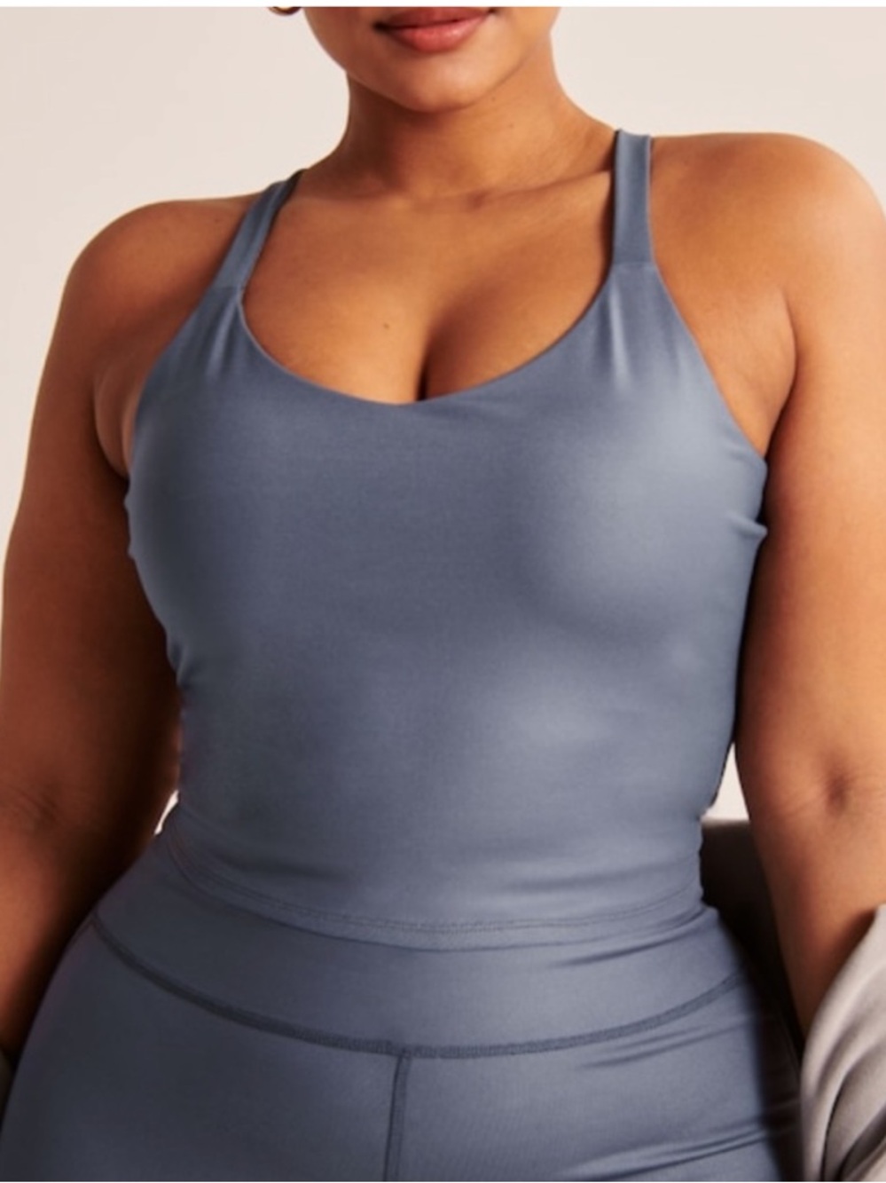 Abercrombie & Fitch Sheen V-Back Tank in Slate Blue